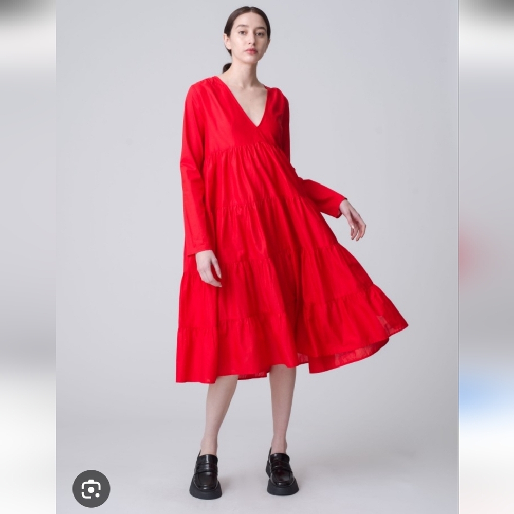 Boohoo Bold Red Long Sleeve Dress Size 16